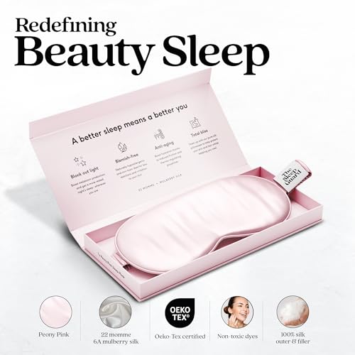 TheSleepGuard Pure Silk Sleep Mask [100% 6A Mulberry Silk, 22 Momme] Light Blocking Travel Essentials. Eye Masks for Sleeping. Black Oeko-Tex Blindfold. Eye Covers for Men & Women - color: Peony Pink