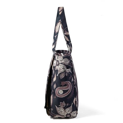 Floral Paisley Pattern Yoga Bag, Canvas Tote with Blue and Pink Design, Spacious Carrier for Yoga Mat and Accessories - color: Grey