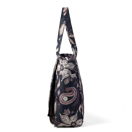 Floral Paisley Pattern Yoga Bag, Canvas Tote with Blue and Pink Design, Spacious Carrier for Yoga Mat and Accessories - color: Grey