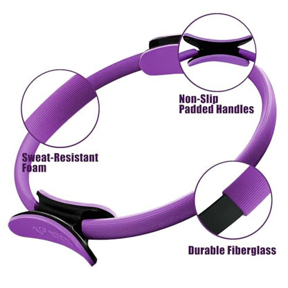 RitFit Pilates Ring 14 Inch Magic Fitness Circle for Inner Thigh Toning | Bonus Workout Guide & Storage Bag Included, Lightweight & Portable, Pilates Yoga Full Body Toning - style: Purple