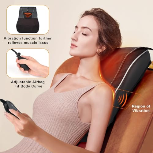 Shiatsu Back and Neck Massager with Heat. Back Massager for Pain Relief deep Tissue, 3D Kneading Massage Pillow or Back,Shoulder,Leg,Gifts for Mom,Dad,Women (Black) - color: Black-04