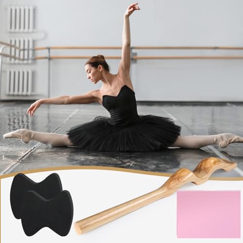 Silipull Ballet Foot Stretcher Set Dance Stretching Equipment Pine Dance Feet Arch Enhancer with Elastic Stretch Band 2 Pads Leg Strap Carry Bag for Dancers Gymnastics Yoga Flexibility Workout - color: Wood