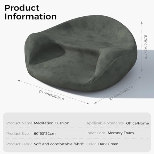Meditation Cushion - Cross Leg Floor Pillow for Meditator at Home. | Comfortable Memory Foam Zafu Relieves Numbness Tailbon From Long Sitting.