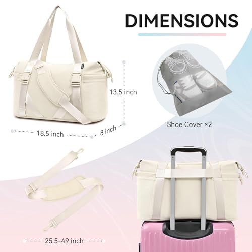 MAXTOP Women's Yoga Bag with Shoe Pouch,Travel Bag for Gym Workout Daily - color: Beige