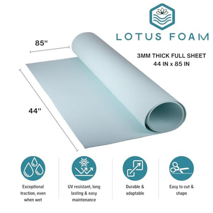 LotusFoam EVA Foam Sheet 3mm – 44"x 85" Craft Foam for Cosplay, Costumes & DIY, High Density 130 kg/m3, Heat Shapeable, Paintable, 35 Colors (Sea Blue) - Sea Blue - color: Sea Blue
