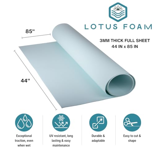 LotusFoam EVA Foam Sheet 3mm – 44"x 85" Craft Foam for Cosplay, Costumes & DIY, High Density 130 kg/m3, Heat Shapeable, Paintable, 35 Colors (Sea Blue) - Sea Blue - color: Sea Blue