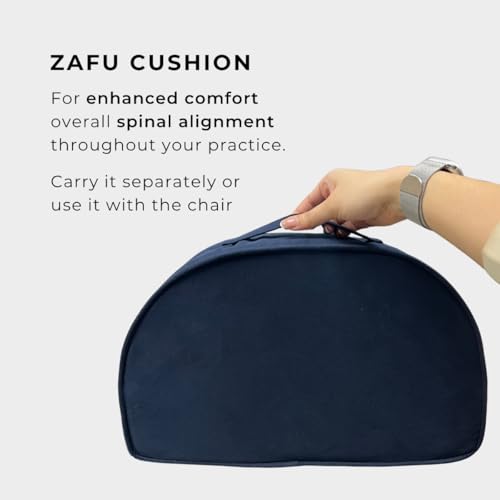 Friends Of Meditation 4-in-1 Folding Buddha Chair – Ergonomic Yoga Seat with Half-Moon Zafu, Detachable Lumbar Support & Carry Case – Navy Blue - color: Navy Blue