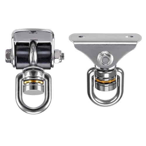 BeneLabel 2 Pack Silent Swing Hanger Heavy Duty Stainless Steel Swing Hook with Swivel Bearing for Hammock Chair, Porch Swing, Yoga Silk, Punching Bag 1000 lbs Capacity - color: 2pcs Silent Swing Hanger With Bearing