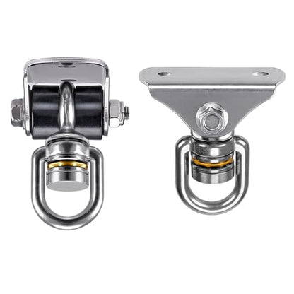 BeneLabel 2 Pack Silent Swing Hanger Heavy Duty Stainless Steel Swing Hook with Swivel Bearing for Hammock Chair, Porch Swing, Yoga Silk, Punching Bag 1000 lbs Capacity - color: 2pcs Silent Swing Hanger With Bearing
