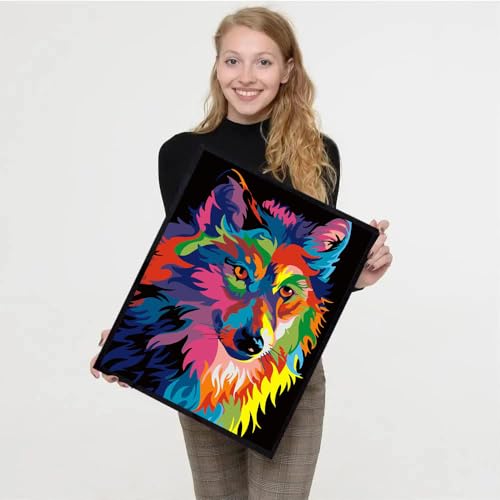4 Pack Paint by Numbers Kit for Adults Framed Canvas with Wooden Easel | Adults' Paint-by-Number Kits Cat Giraffe Wolf Lion DIY Acrylic Animal Oil Painting Arts Crafts 7.8x11.8inch - color: 4 Pack 20X30in-11, size: 8x12in with Framed - with Wooden Easel