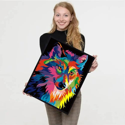 4 Pack Paint by Numbers Kit for Adults Framed Canvas with Wooden Easel | Adults' Paint-by-Number Kits Cat Giraffe Wolf Lion DIY Acrylic Animal Oil Painting Arts Crafts 7.8x11.8inch - color: 4 Pack 20X30in-11, size: 8x12in with Framed - with Wooden Easel