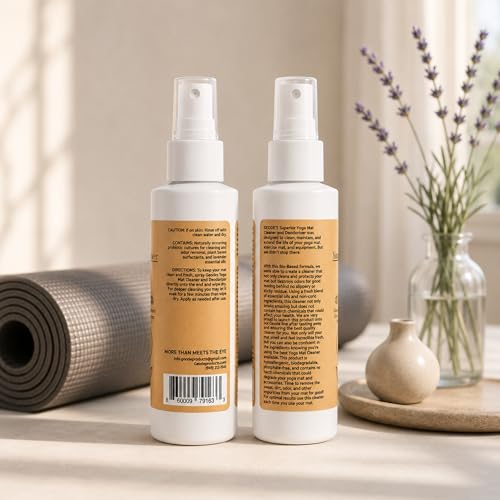 Yoga Mat Cleaner & Deodorizer Spray – Lavender Essential Oil Formula for Yoga Mats, Pilates Reformers & Gym Equipment – Natural No-Residue Workout Mat Cleaner, Non-Toxic Daily Cleaning Spray (4oz) - size: 4 Fl Oz (Pack of 1)
