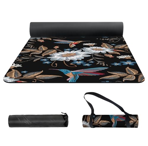 nuveti Yoga Mat Print Extra Thick TPE Non Slip Fitness Exercise Mat with Carrying Bag,72"x24" Extra Thick 6MM Exercise & Workout Mat for Yoga, Pilates Fitness and Floor Exercises - color: Bird