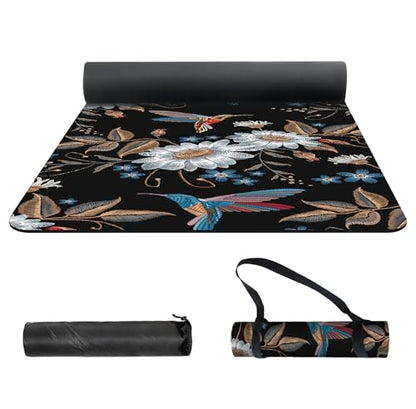 nuveti Yoga Mat Print Extra Thick TPE Non Slip Fitness Exercise Mat with Carrying Bag,72"x24" Extra Thick 6MM Exercise & Workout Mat for Yoga, Pilates Fitness and Floor Exercises - color: Bird