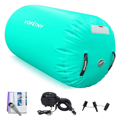VOFiTNY Inflatable Gymnastics Air mat Tumbling Track for Home | Tumble Track Air Barrel Octagon Roller Mat With Pump for Gym - color: Mint, size: 3.3'L x 2'D