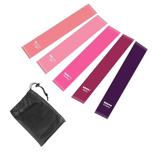 Resistance Bands for Women 5 Pack Loop Exercise Bands Set Workout Bands for Legs and Glutes Mini Bands with Carry Bag - color: Mixed Color-3