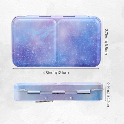 Metal Watercolor Palette - Empty with 14 Half Pans - Travel Palette for Gouache, Watercolor, Acrylic Painting - Purple - style: Galaxy