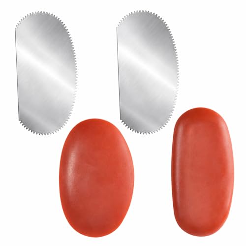 2 Sizes Rubber Pottery Clay Ribs + 2 Pcs Ceramics Serrated Rib Pottery Tools Metal Clay Scraper Serrated Scraper Sculpture Cutter Crafts Tool Ceramics Tool Kit for Texturing Artists Modeling Potter