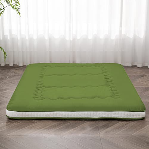 Dr.Futon Japanese Floor Futon Mattress Extra Thick Folding Roll Up Bed Topper Mat for Guest,Lounger and Tavel - color: Green, size: Twin
