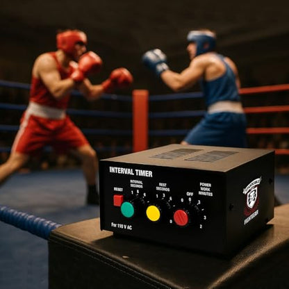 Boxing Timer with Loud Bell and Whistle, 2 or 3 Minute Rounds, 15-60 Second Rest, Steel Gym Interval Timer for Boxing, MMA, Kickboxing, Muay Thai, Martial Arts, Home Gym, 8x6x3 Inches