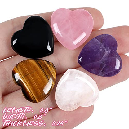 QINJIEJIE 5 PCS Crystals Natural Heart Pocket Stones Healing Crystals - color: Multi-colored - 5pcs Crystal