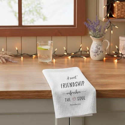 1 PCS Funny A Sweet Friendship Refreshes The Soul Hand Towels,Christian Kitchen Towels,Gift for Friend Woman, Hostess Gifts - color: Color_01