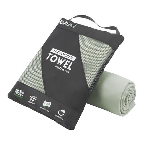 Rainleaf Microfiber Towel Quick Dry Camping & Travel & Gym Towel. Compact | Super Absorbent, Lightweight, Fast Drying. Suitable for Beach, Bath, Backpacking, Hiking, Swim. - color: Bean Green, size: 24.00" x 12.00"