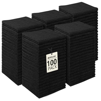 UNIMADE Washcloths Bulk 100 Pack Face Towels, Highly Soft Wash Cloths | Hand Towels, Fast Drying Multi-Purpose Microfiber Cleansing Cloths for Bathroom, Hotel, Spa, and Salon Black (12" x 12") - color: Black, size: 100Pack
