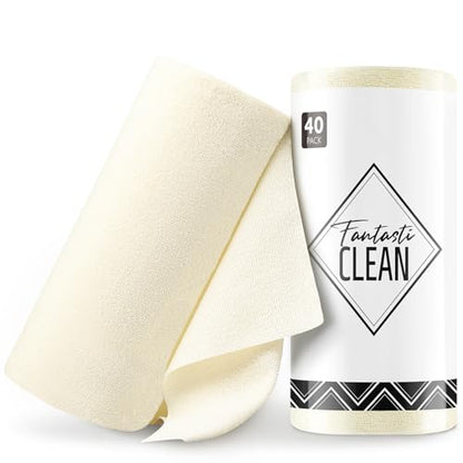 Fantasticlean Microfiber Cleaning Cloth Roll- 40 Sheets, 12" x 12" (Beige) - color: Beige, size: 40 pack
