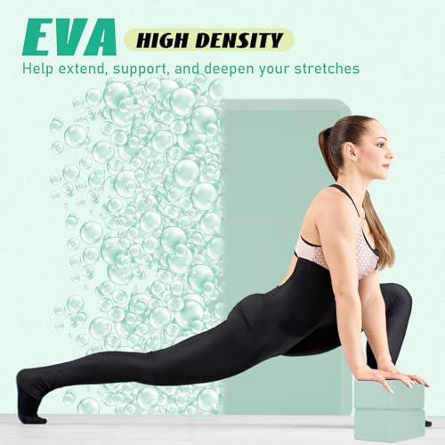 Wettarn 6 Pack Yoga Blocks 9 x 6 x 4 Inch EVA Foam, Lightweight | Non Slip, Yoga Props Accessories for Pilates, Stretching and Meditation - color: Mint Green