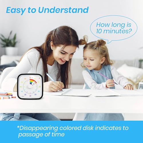Yunbaoit Rainbow Visual Timer for Kids, 60-min Countdown Timer, Black - color: Black Rainbow