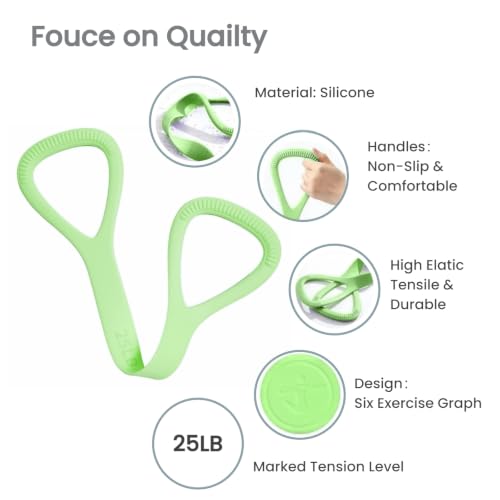 Figure 8 Resistance Band with Non-Slip Handles - color: 25LB Green