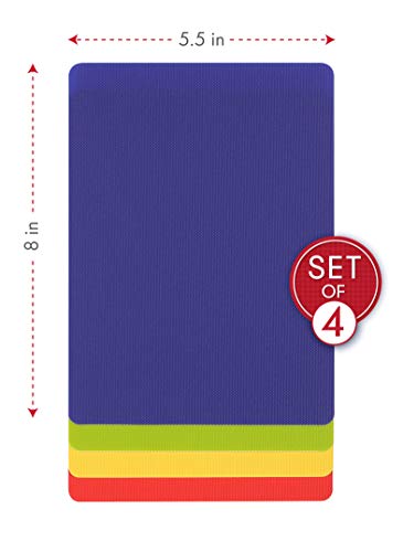 Dexas Heavy Duty Cutting Board Grippmat, Flexible Cutting Boards for Kitchen, Set of 4, Non Slip Plastic Board Cutting Mat Small Size 5.5 x 8, Blue, Green, Yellow, Red Set, Kitchen Gadgets - color: Blue/ Green/ Yellow/ Red, size: 5.5 x 8 inches