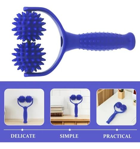 Spiky Massage Ball Roller with Handle (2 Pack) - Acupressure Deep Tissue Massager for Back, Neck, Foot & Plantar Fasciitis Relief - Premium Canvas Travel Bag - Muscle Recovery & Trigger Point Tool