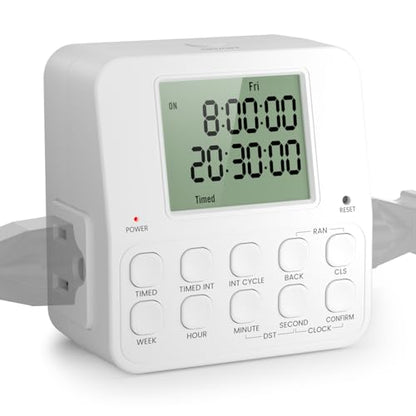 NEARPOW Dual Digital 7 Day Programmable Timer Outlet, Infinite Repeat Cycle - size: 1 Pack