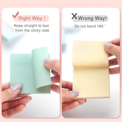 Sticky Notes 3x3 in, 8 Pads, Pastel Colors, 80 Sheets/Pad, Total 640 Sheets | Self-adhesive Sticky Notes - color: 8 Pads 3x3 in Pastel Colors Sticky Notes
