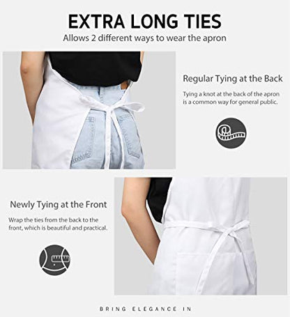 Syntus Apron for Men Women, Adjustable Cooking Kitchen Apron with 2 Pockets | Machine Washable, Firm Stitching, Stain Resistance, Long Tie Straps, 2 Pockets, Versatility, Unisex Use, Gift, BBQ - color: Black/White, style: 2 Polyester
