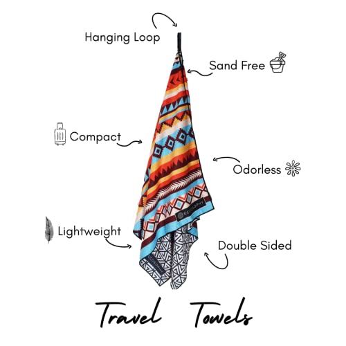 ECCOSOPHY Microfiber Beach Towel - Quick Dry, Sand Free and Oversized 71x35 | Super absorbent, lightweight, swimming, gym, extra large, pool, cruise, camping, yoga, travel, compact, carry bag, vacation - color: Cancun