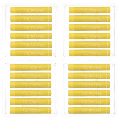 PATIKIL Lemon Yellow Oil Pastels, 24Pcs Soft Oil Crayons Creamy Pastels Stick Art Supplies for Art Painting Drawing Blending Graffiti for Drawing Beginners Artists - color: Lemon Yellow