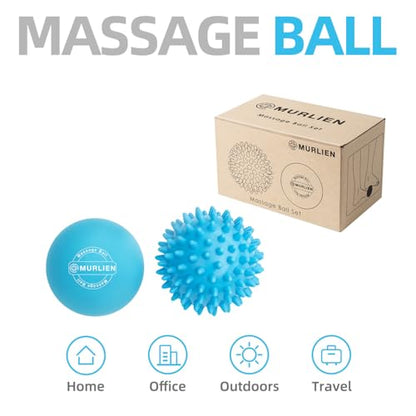 Massage Ball Set, Spiky Ball & Lacrosse Ball for Body Massage, Muscle Relief, Deep Tissue, Myofascial Release, Massager for Neck, Shoulder, Back, Foot or Muscle Tension (Blue) | Muscle Relief, Deep Tissue, Myofascial Release, Massager for Neck, Shoulder,