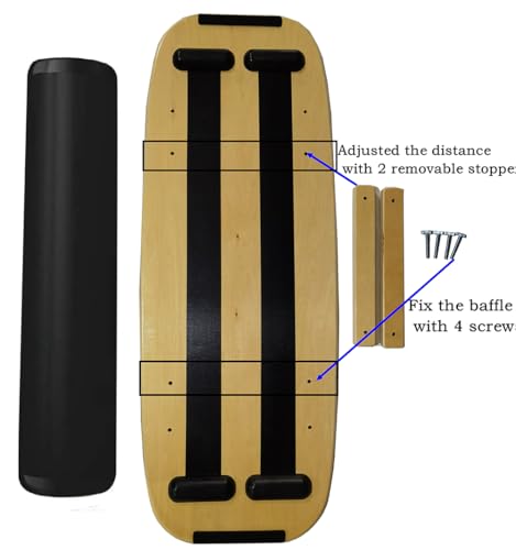 Balance Board Surf Trainer with Adjustable Stoppers - 2 Different Distance Options Balance Board for Surfing, Snowboarding, Skiing, Skateboarding, 300lbs Capacity - color: Panda
