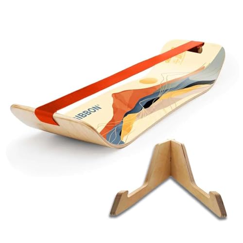 GIBBON SlackBoard, Balance Board Kids & Adults, Slackline Balance Trainer - color: Sunrise with Stand