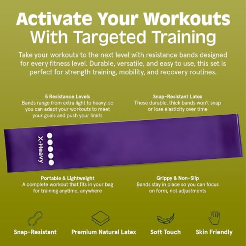 Ring Resistance Bands, X-Heavy Heavy Duty Total Body Fitness Exercise Bands - color: Purple