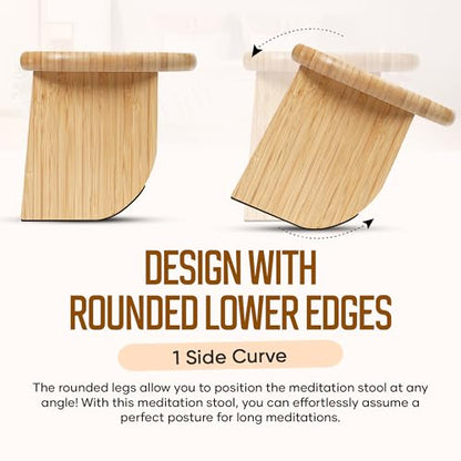 NIXSCALINO Folding Meditation Bench | Bamboo Kneeling Stool with Rocking mechanism - Portable Cross Legged Folding Seiza Chair