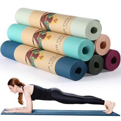 Timgle 6 Pack Yoga Mats Bulk 68x24 Inches Non Slip 4 mm Thick - color: Classic Color