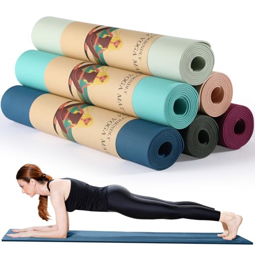 Timgle 6 Pack Yoga Mats Bulk 68x24 Inches Non Slip 4 mm Thick - color: Classic Color