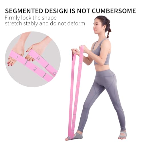 Elastic Stretching Strap with 11 Loops, Adjustable Stretch Band for Adults - Flexibility Straps for Yoga, Pilates, Dance - Non-Slip Fabric Resistance Band for Home Workout, Physical Therapy - color: Pink