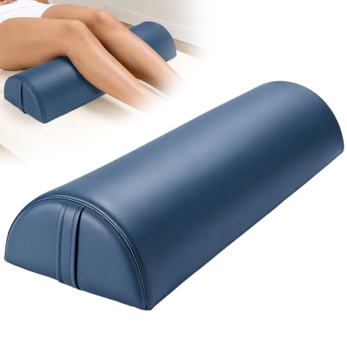 Upgraded Large Bolster for Massage Table, 24 x 8 x 4 in Massage Bolsters | PU Leather Half Round Bolster for Under Legs, Neck, Ankles Pain Relief, Under Knee Pillow, Half Bolster Pillow for Spa / Home - color: Large Blue - 24x8x4 in - Pu Leather