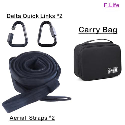Aerial Straps Velvet Covers with Wrist Lockers, and Carabiners Straps Loop for Aerial Dance,Acrobtic Circus Props - color: Black, size: 9.8FT(3M)
