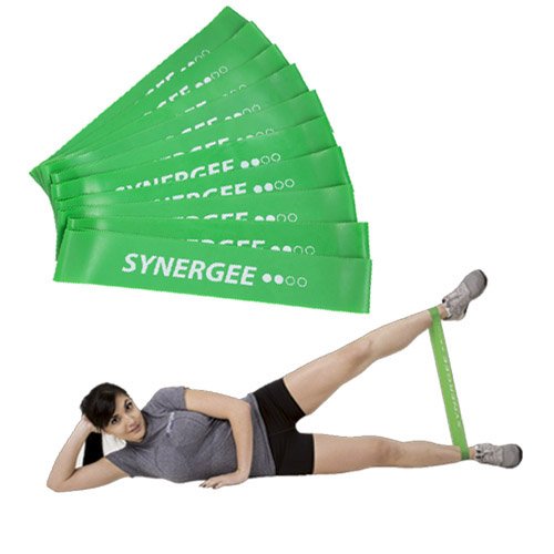 Synergee Mini Loop Bands – Resistance Bands for Home or Gym - color: c) Green 10 Pack